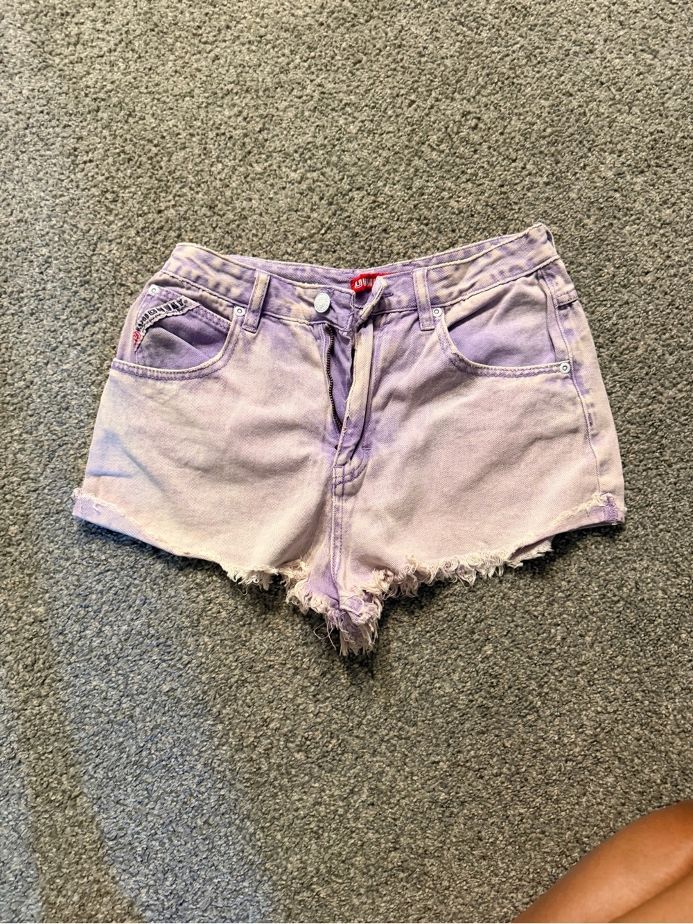 UNIONBAY Lilac Frayed High-Rise Denim Shorts
